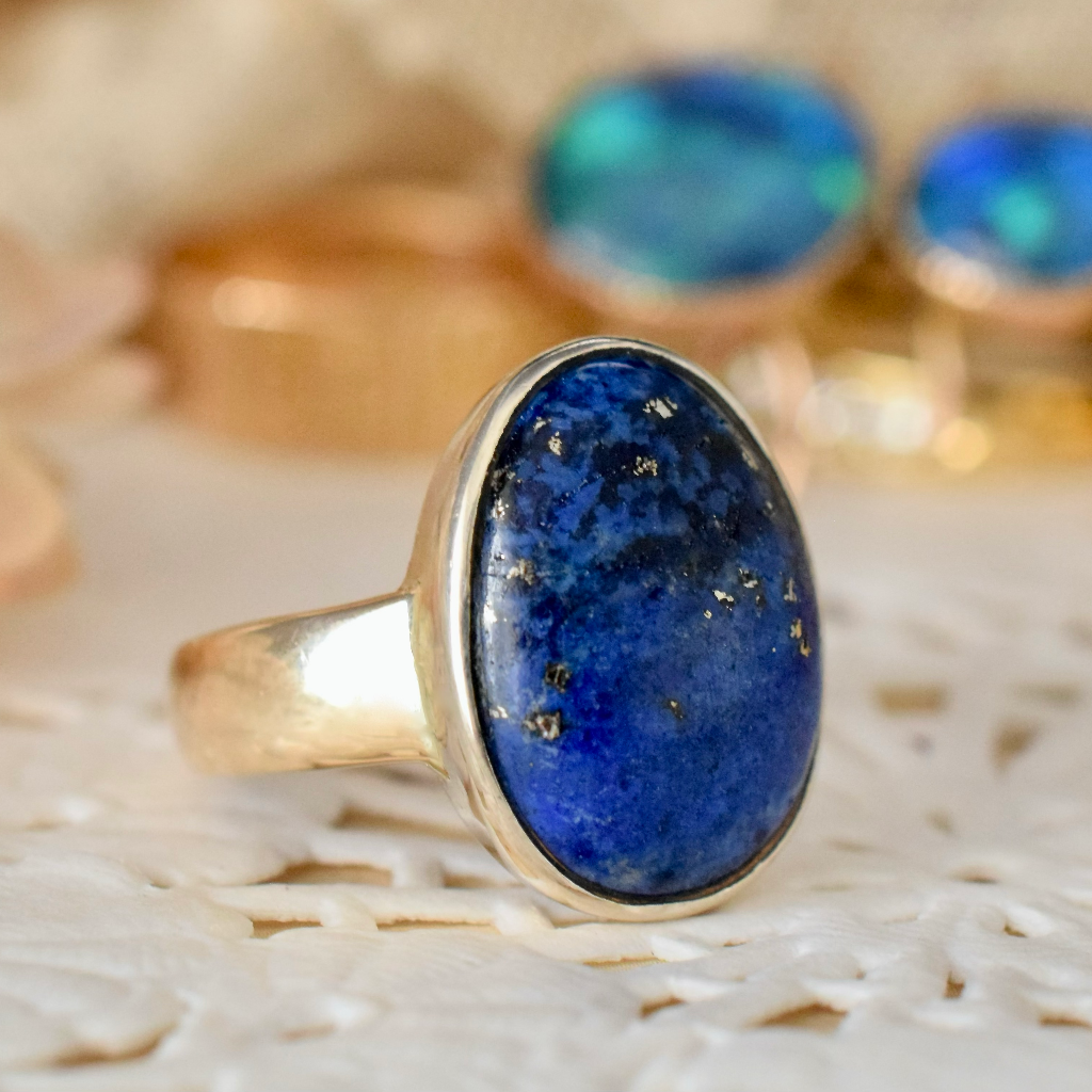 Vintage 14ct Yellow Gold And Lapis Lazuli Ring
