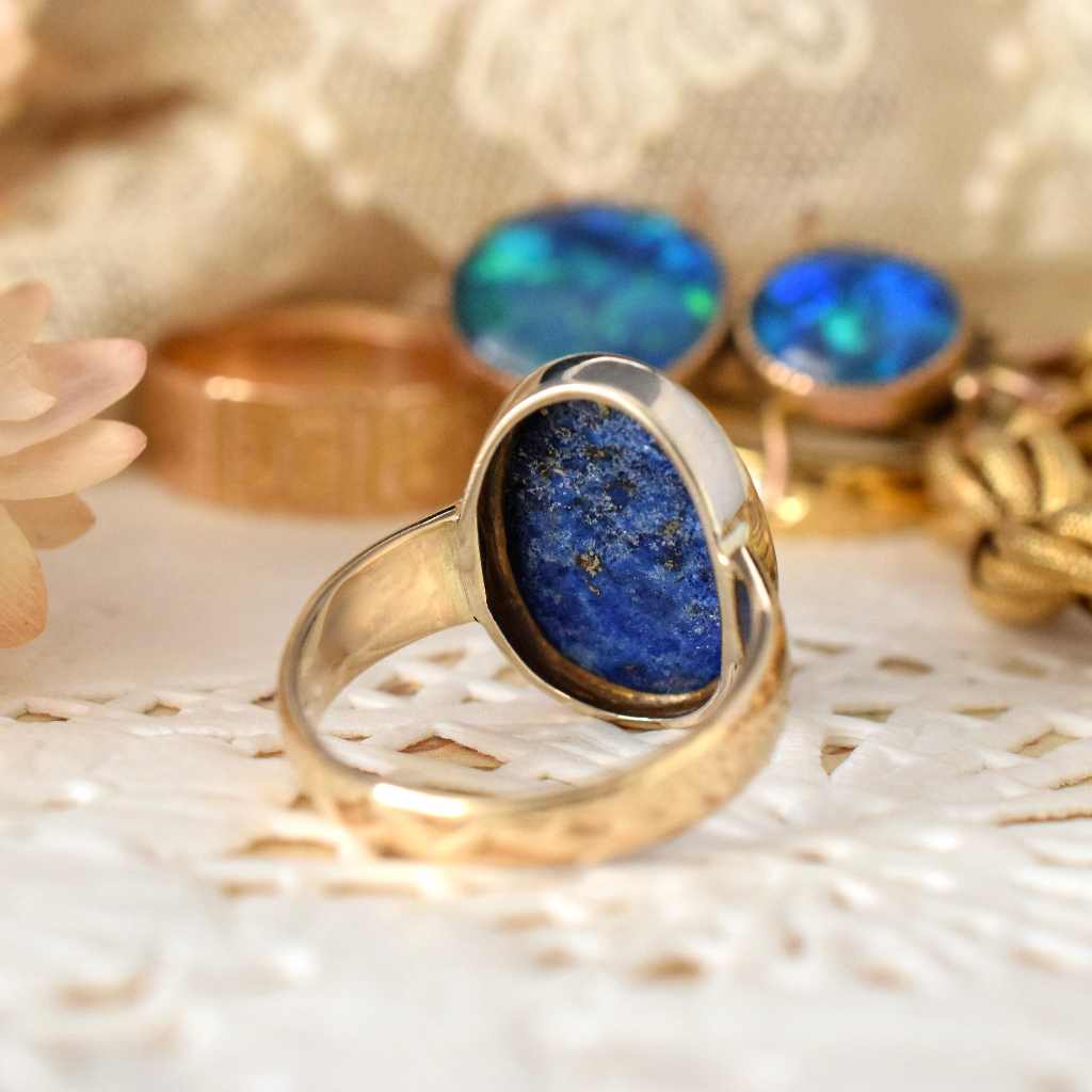 Vintage 14ct Yellow Gold And Lapis Lazuli Ring