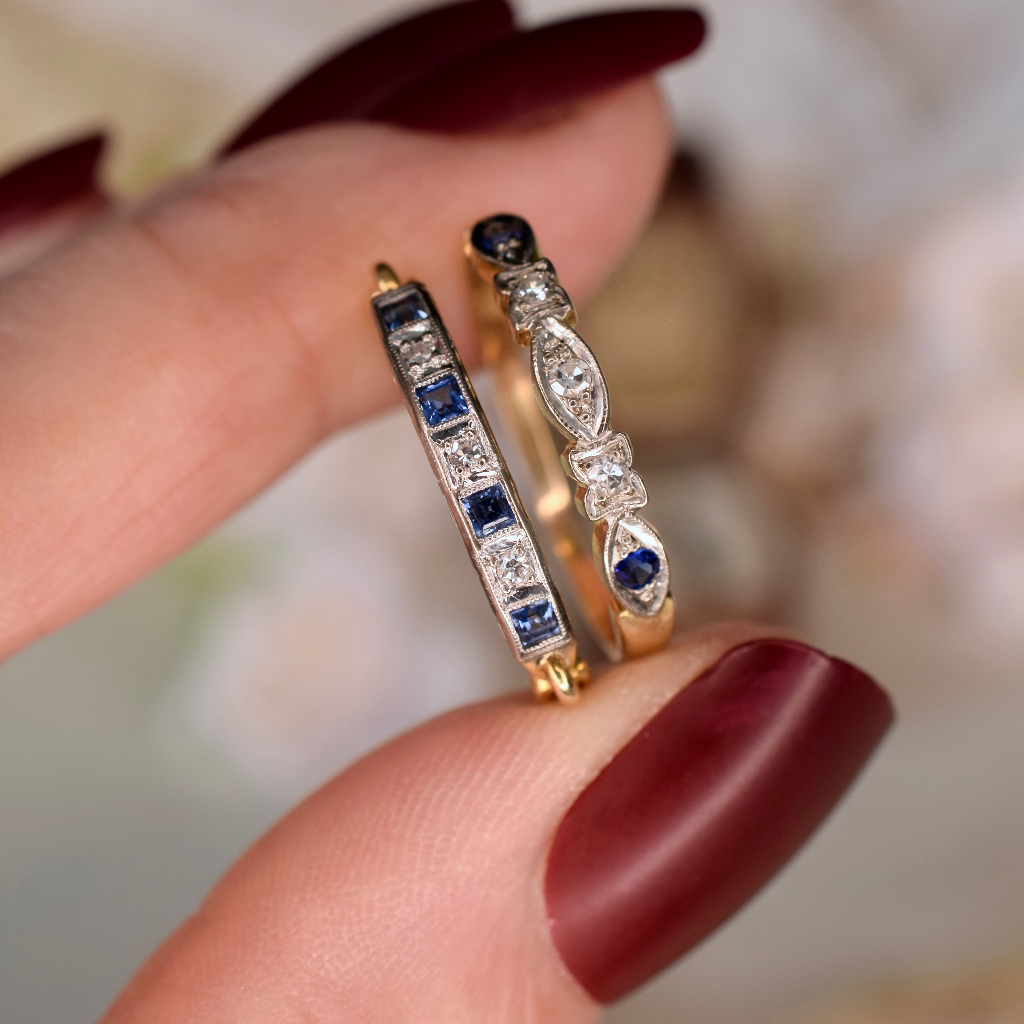 Antique/Vintage Art Deco 18ct Yellow Gold Diamond And Sapphire Ring Circa 1930-40’s
