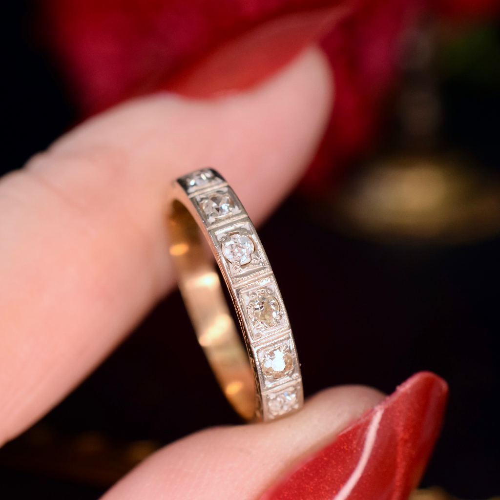 Vintage Art Deco 18ct Yellow Gold And Diamond Patterned Ring Circa 1935-40