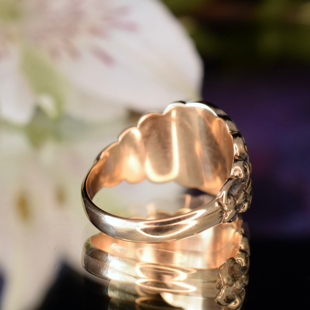 Antique Edwardian 9ct Rose Gold Signet Ring Circa 1910