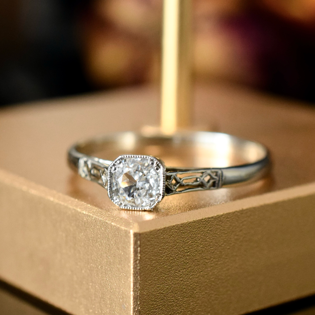 Antique Art Deco 18ct White Gold And Platinum Diamond Solitaire Ring Circa 1925