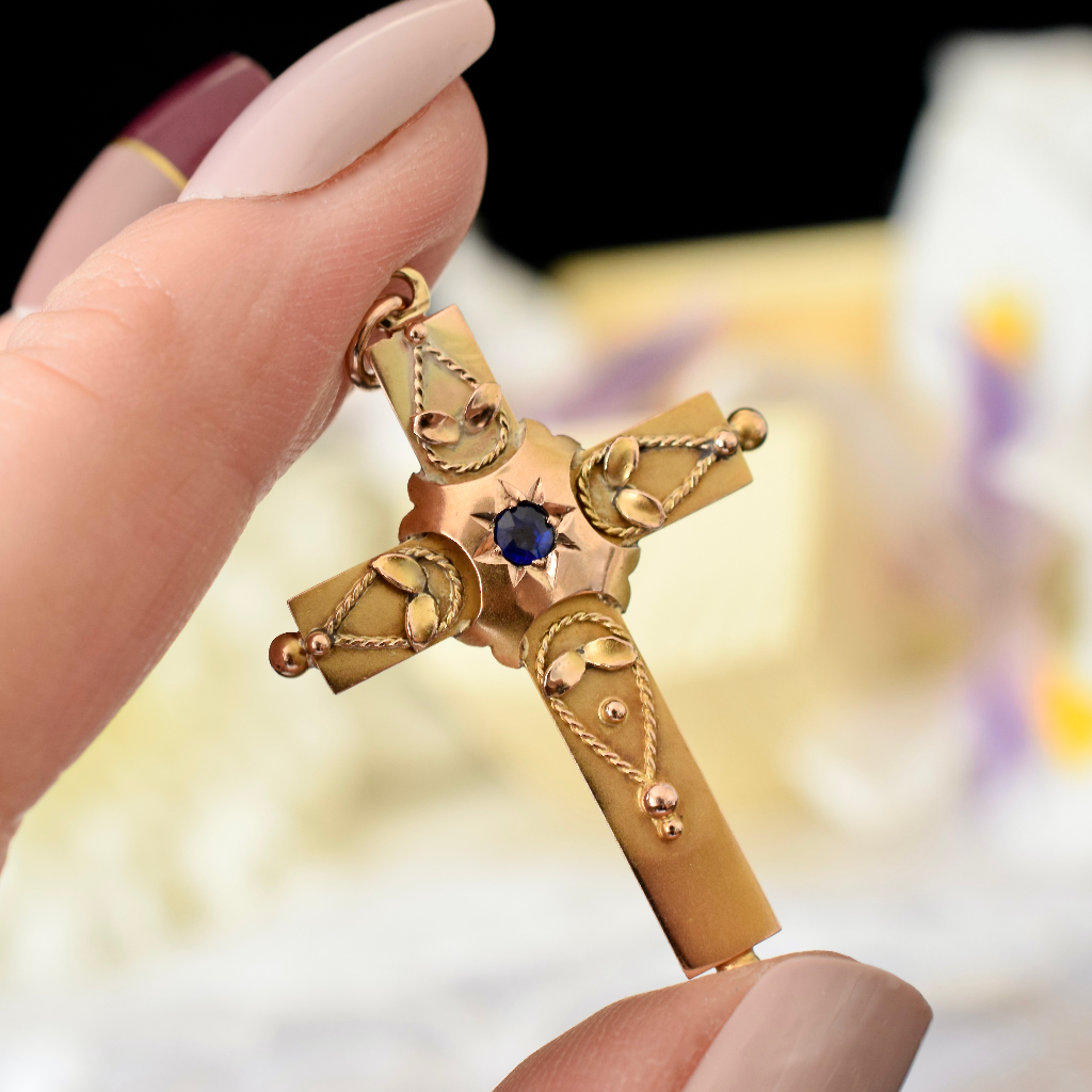 Antique Australian 9ct Rose Gold Cross Pendant By Aronson And Co. Circa 1905