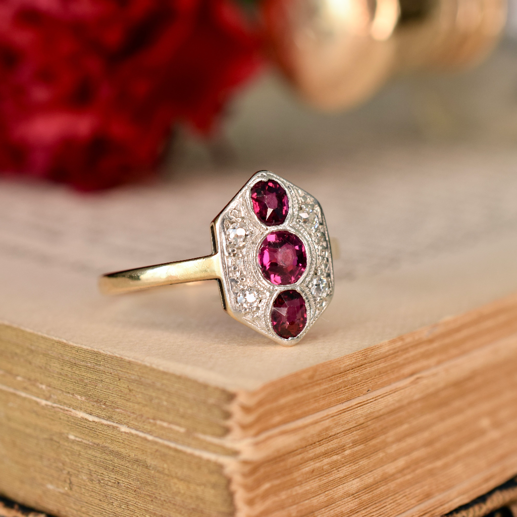 Vintage Art Deco Era 18ct & Platinum Ruby And Diamond Ring Circa 1935