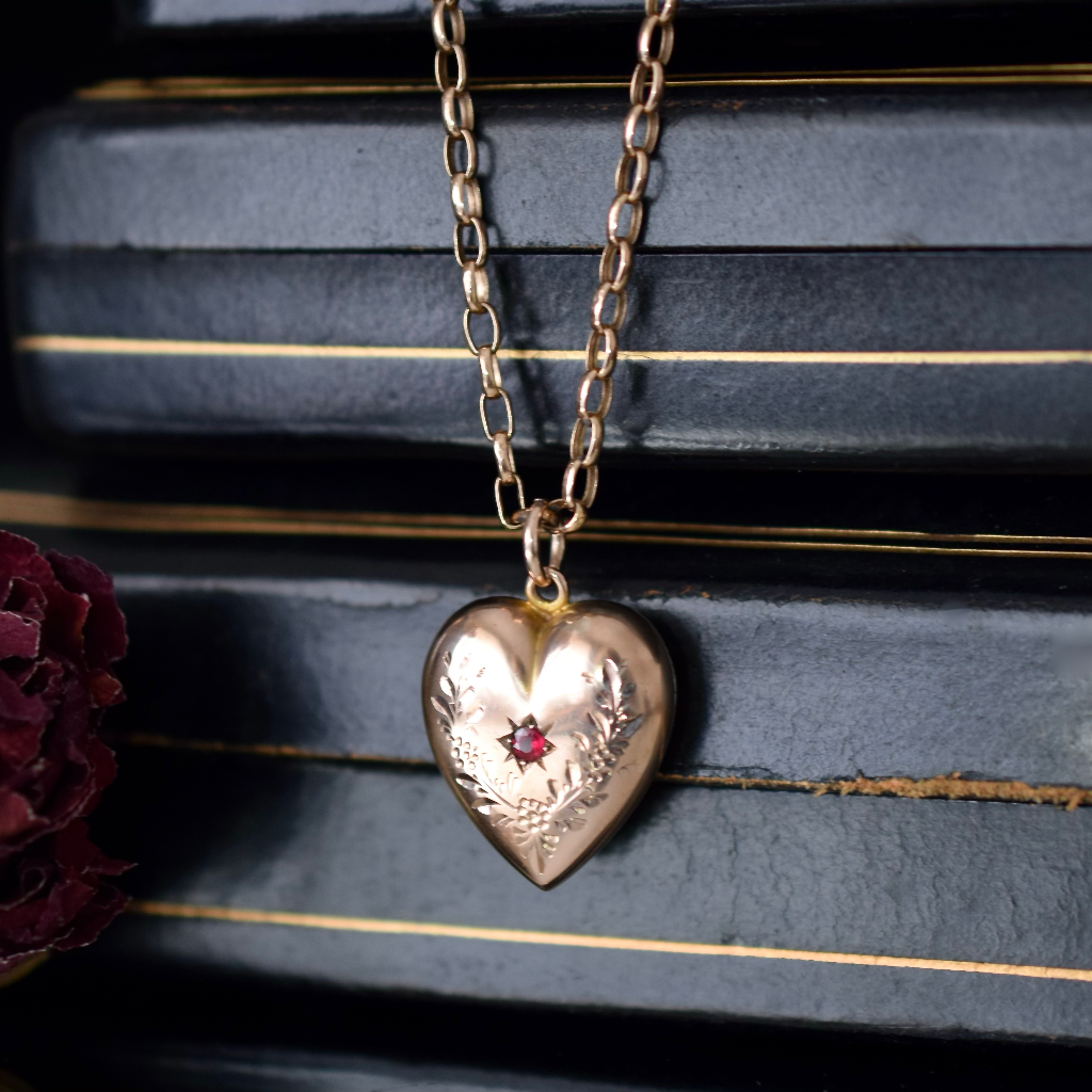 Antique Australian 9ct Rose Gold ‘Puffy Heart’ Pendant By Robert Rollason/ Rollason and Co LTD 1888-1925