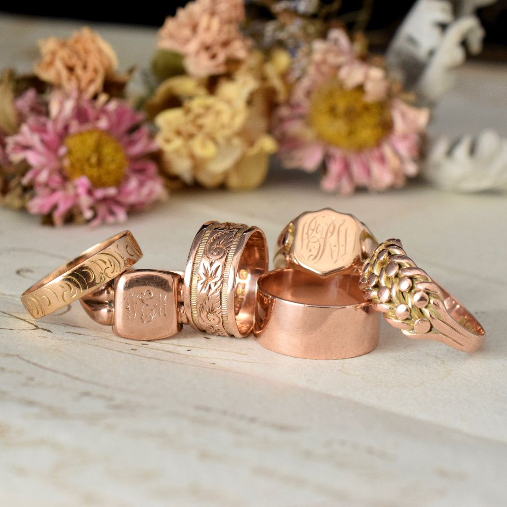 Antique Australian 9ct Rose Gold Cigar Band By D. Mackay Circa 1900