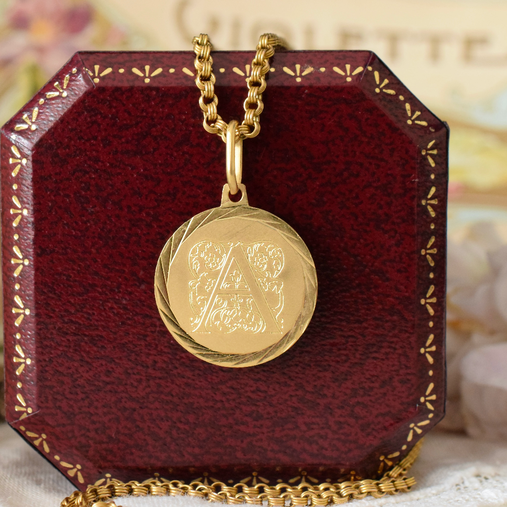 Modern Italian 18ct Yellow Gold Letter ‘A’ Initial Charm Pendant