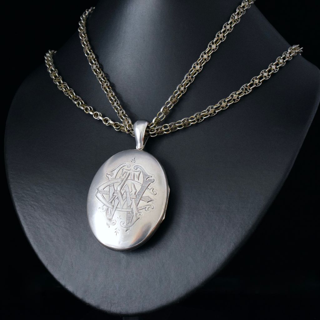 Antique Victorian Sterling Silver Large Locket