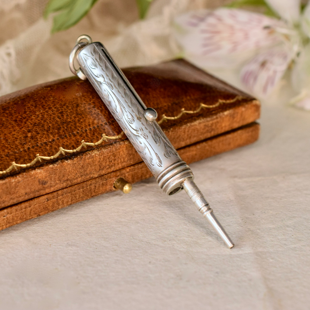 Victorian Chatelaine Sterling Silver Triple Combination Propelling Pencil and Tools
