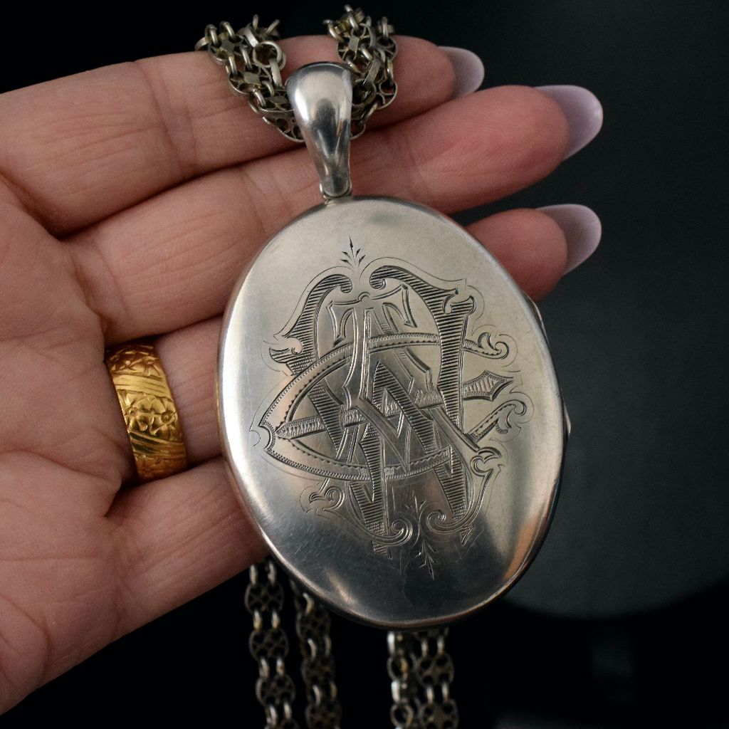 Antique Victorian Sterling Silver Large Locket
