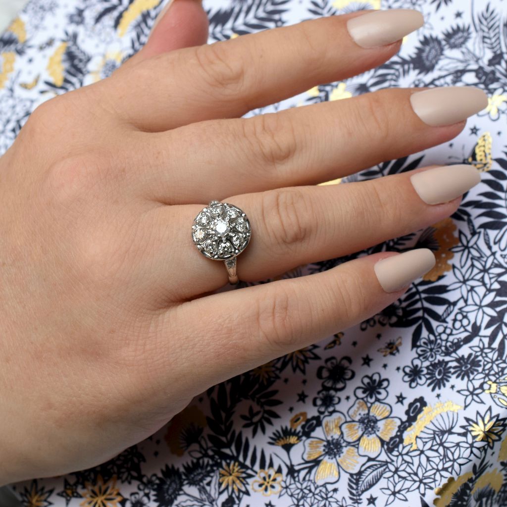 Antique/Vintage 18ct And Platinum Diamond Daisy Cluster Ring
