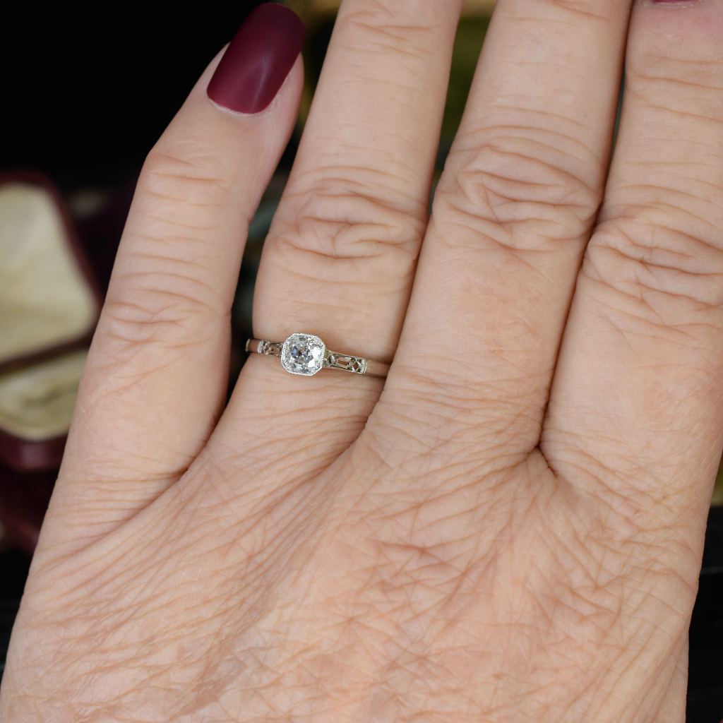 Antique Art Deco 18ct White Gold And Platinum Diamond Solitaire Ring Circa 1925