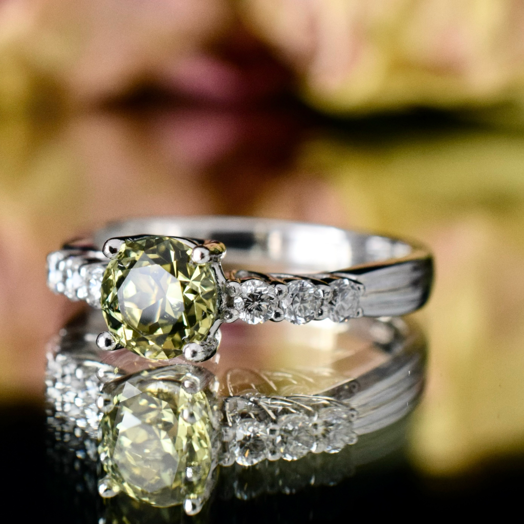 Modern 18ct White Gold Parti Sapphire And Diamond Ring Independent Retail Replacement Valuation Included For $4,100 AUD