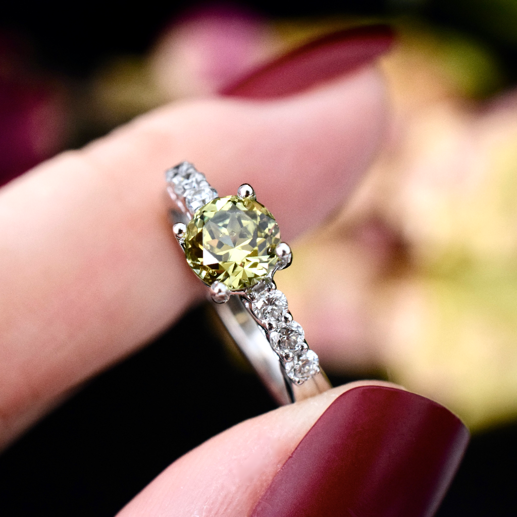 Modern 18ct White Gold Parti Sapphire And Diamond Ring Independent Retail Replacement Valuation Included For $4,100 AUD