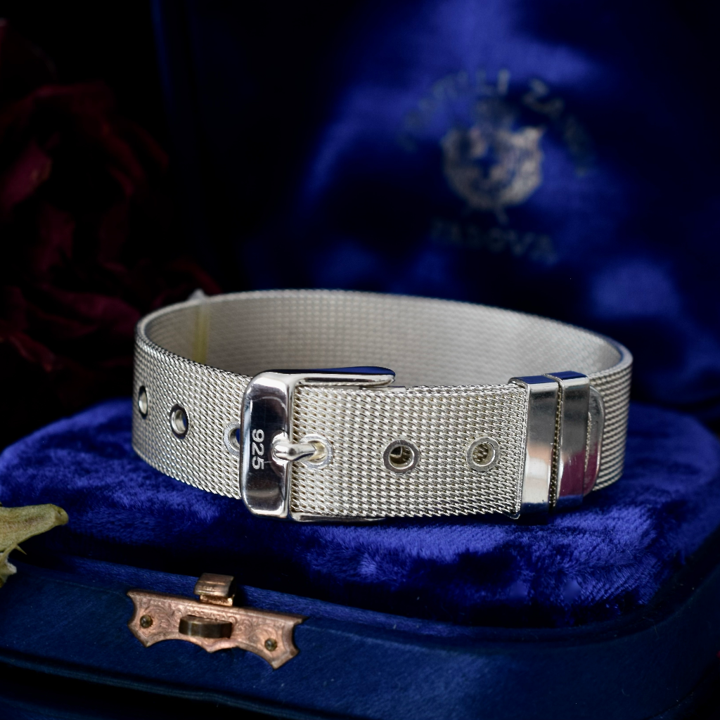 Modern Sterling Silver Buckle Bracelet