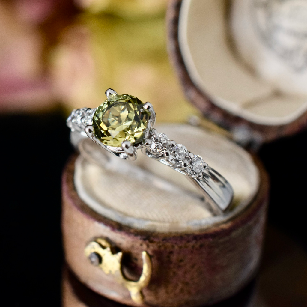 Modern 18ct White Gold Parti Sapphire And Diamond Ring Independent Retail Replacement Valuation Included For $4,100 AUD
