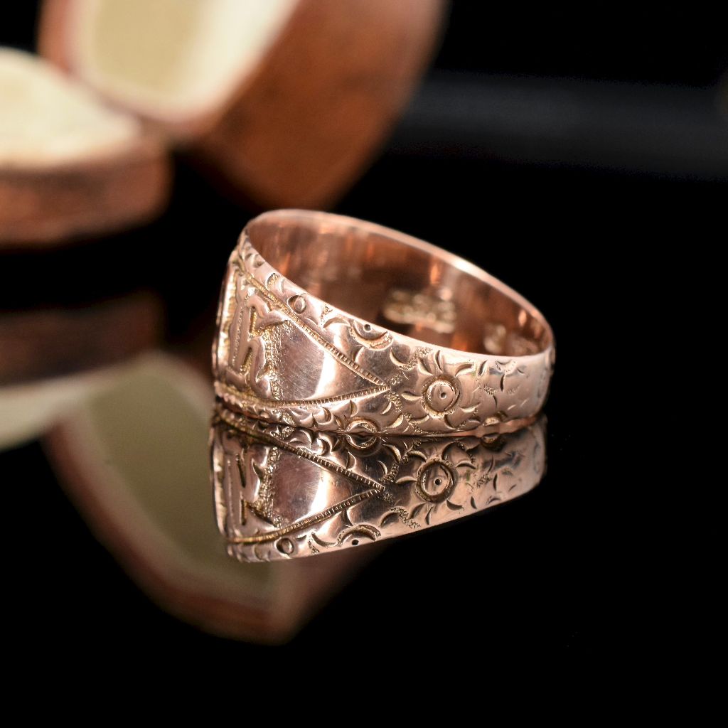 Antique Victorian 9ct Rose Gold ‘Mizpah’ Ring Birmingham 1891