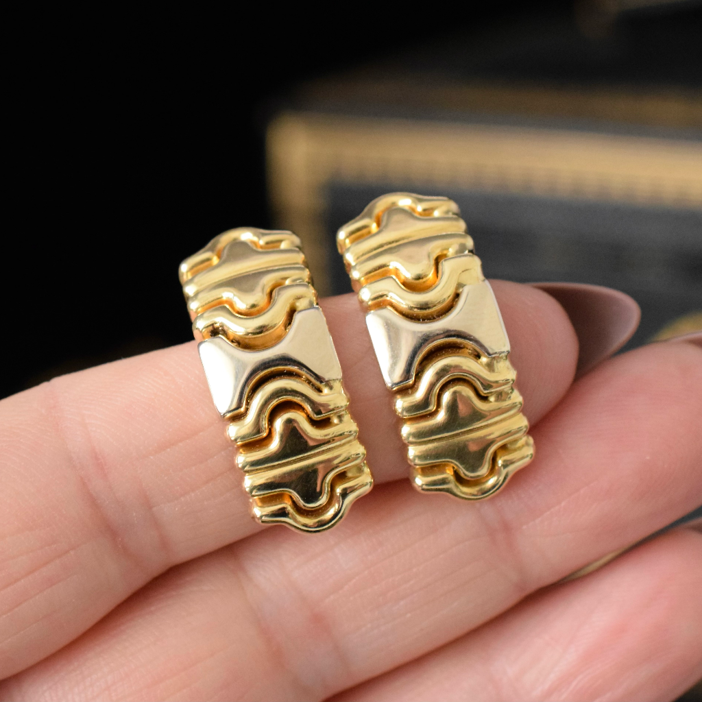 Superb Italian Modern 18ct Yellow Gold Earrings