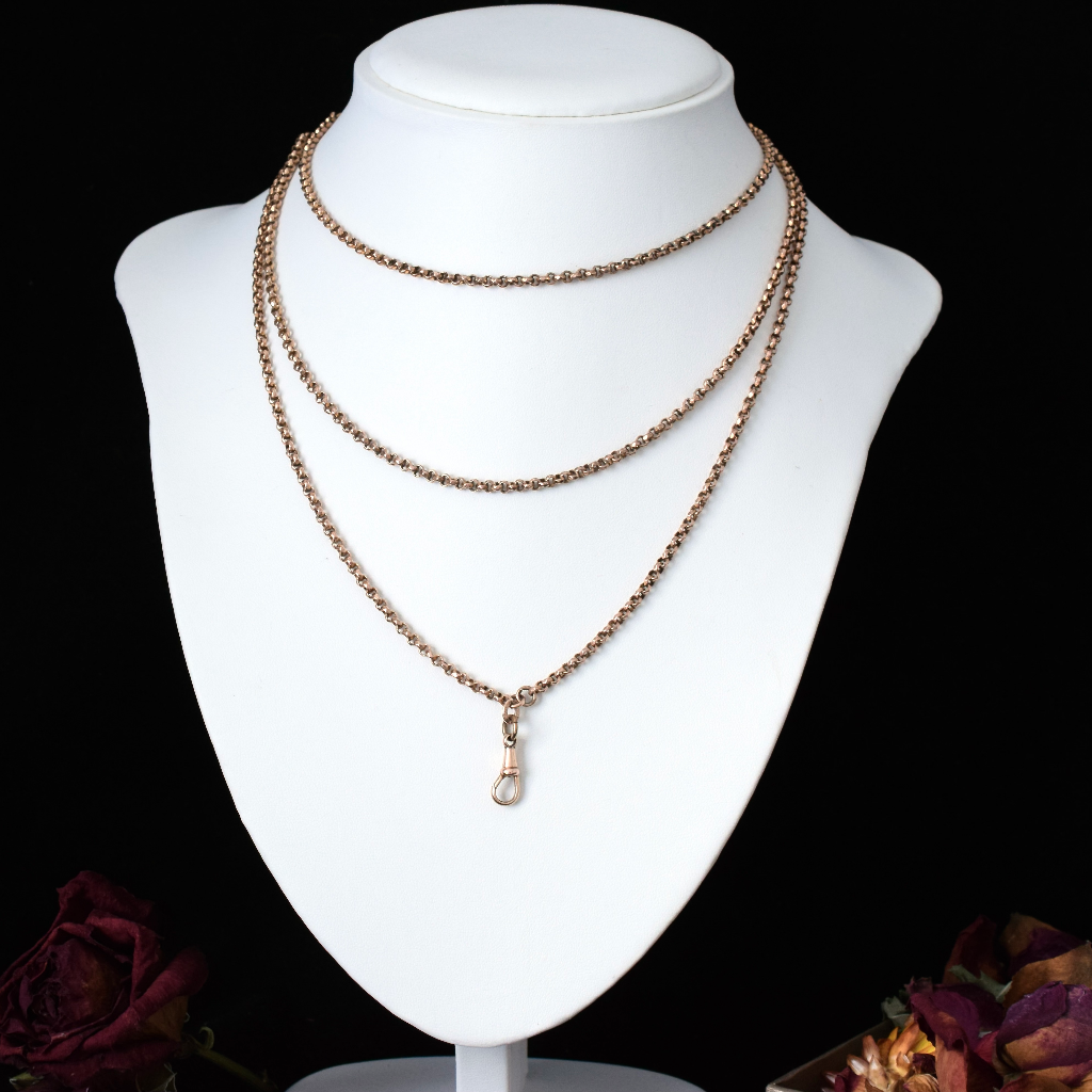 Antique 18ct Rolled Gold Long Guard Chain By Friedrich Speidel Pforzheim Circa 1890