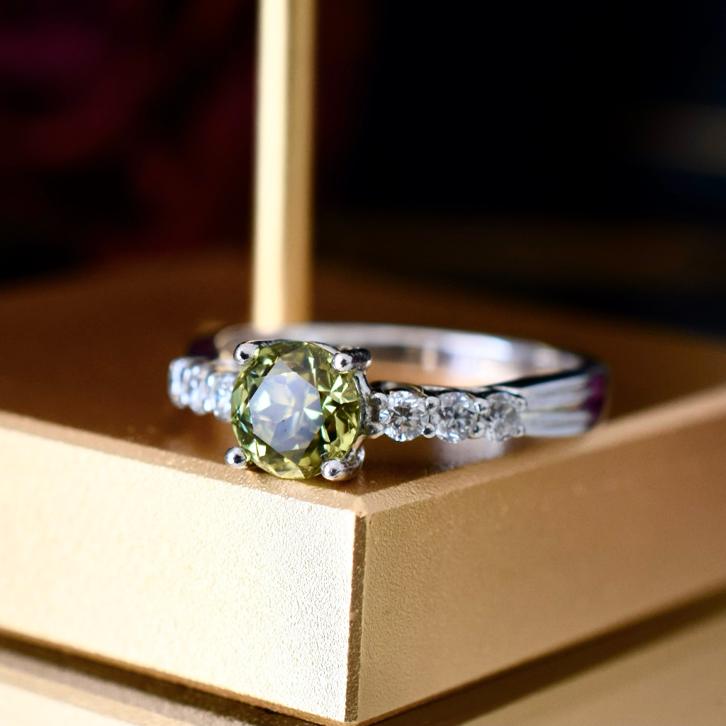 Modern 18ct White Gold Parti Sapphire And Diamond Ring Independent Retail Replacement Valuation Included For $4,100 AUD