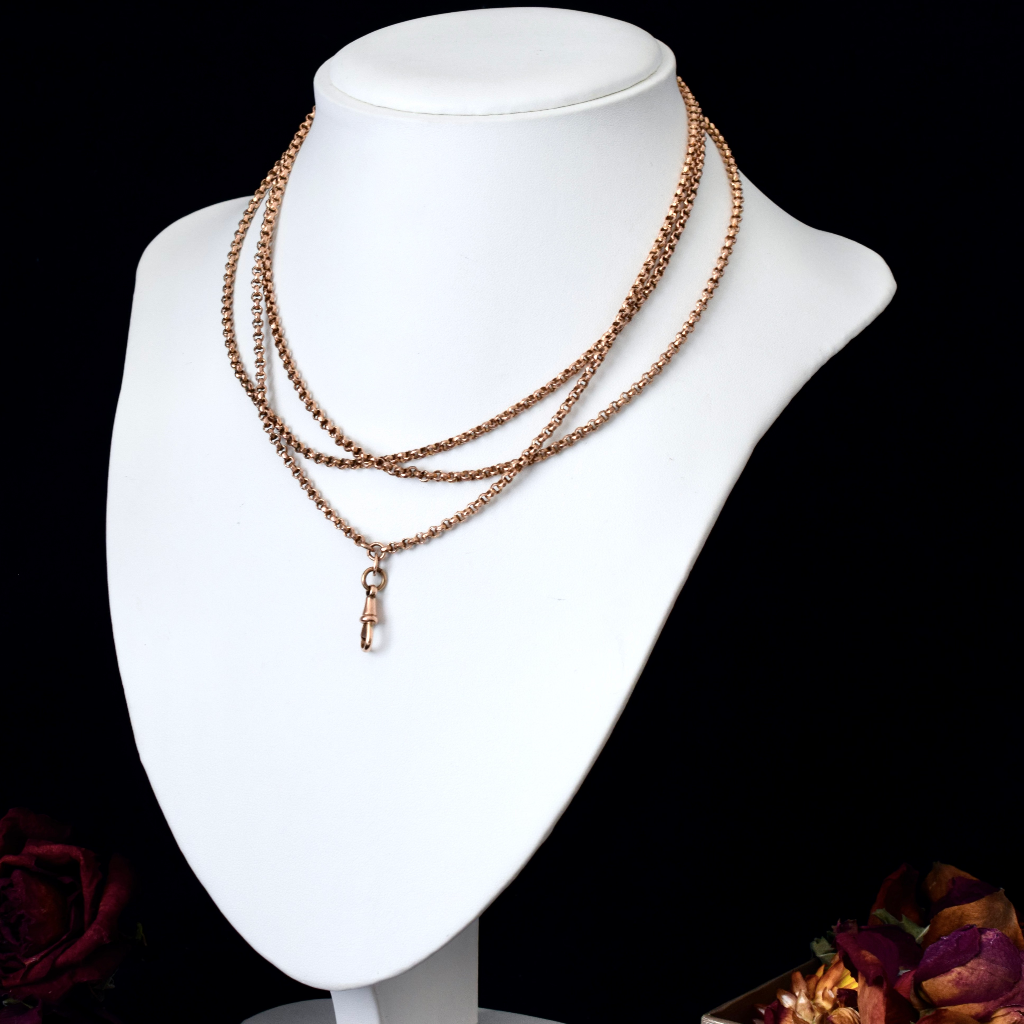 Antique 18ct Rolled Gold Long Guard Chain By Friedrich Speidel Pforzheim Circa 1890
