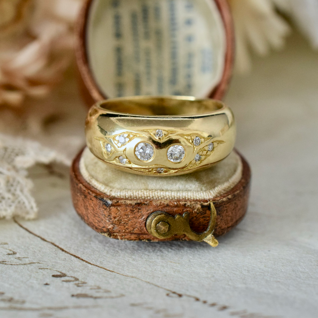 Modern 18ct Yellow Gold Diamond Gypsy Ring