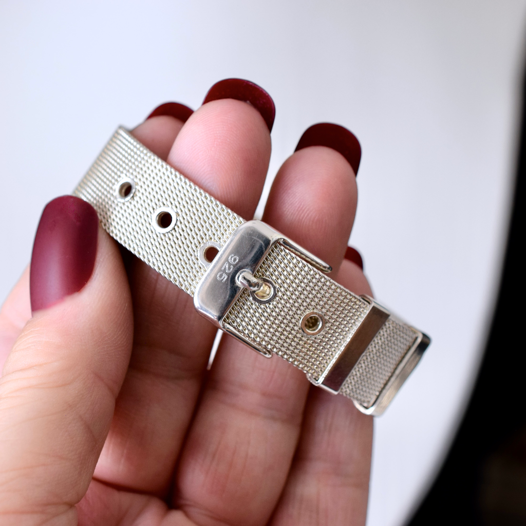 Modern Sterling Silver Buckle Bracelet