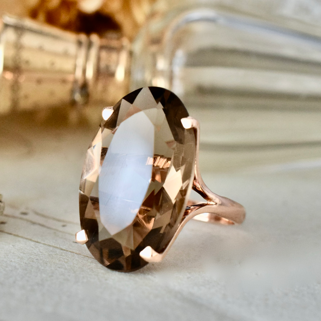 Superb 14ct Pink Gold Smoky Quartz Ring 17cts