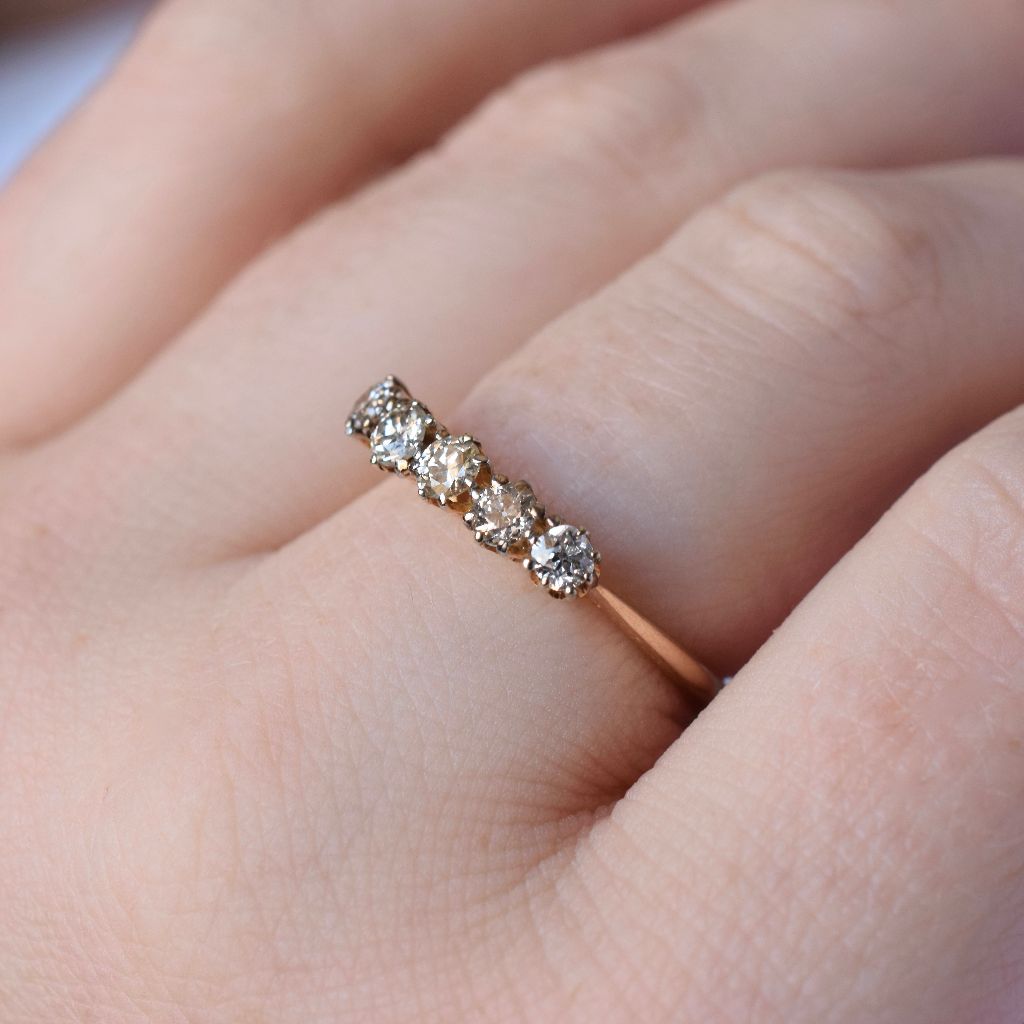 Antique Art Deco Australian 18ct / Platinum Diamond Half Hoop By ‘Catanach’ Circa 1935
