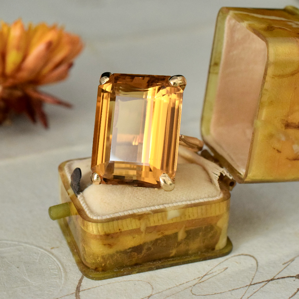 Vintage Retro Style 18ct Yellow Gold Golden Citrine Cocktail Ring