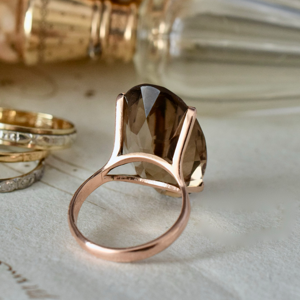 Superb 14ct Pink Gold Smoky Quartz Ring 17cts