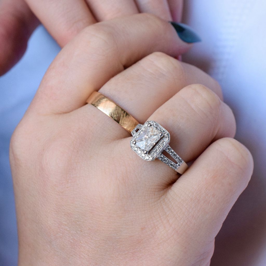 Modern 14k White Gold Trillion-Cut Diamond Ring