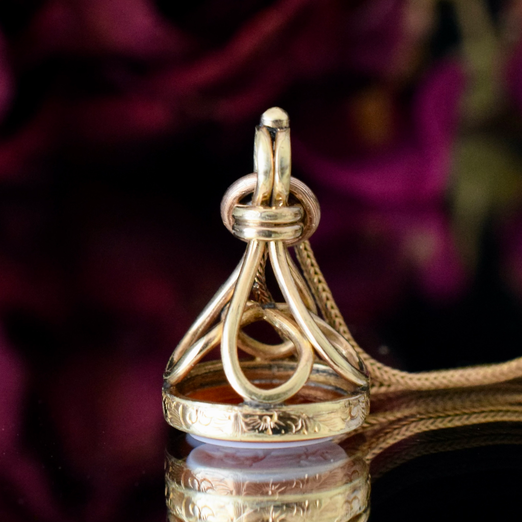 Antique Victorian Gold Cased Miniature Sardonyx Fob Wax Seal Circa 1880