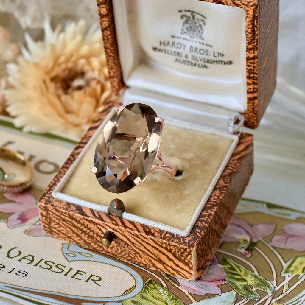 Superb 14ct Pink Gold Smoky Quartz Ring 17cts