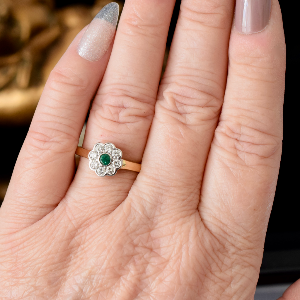 Modern 18ct Yellow Gold Emerald And Diamond Ring