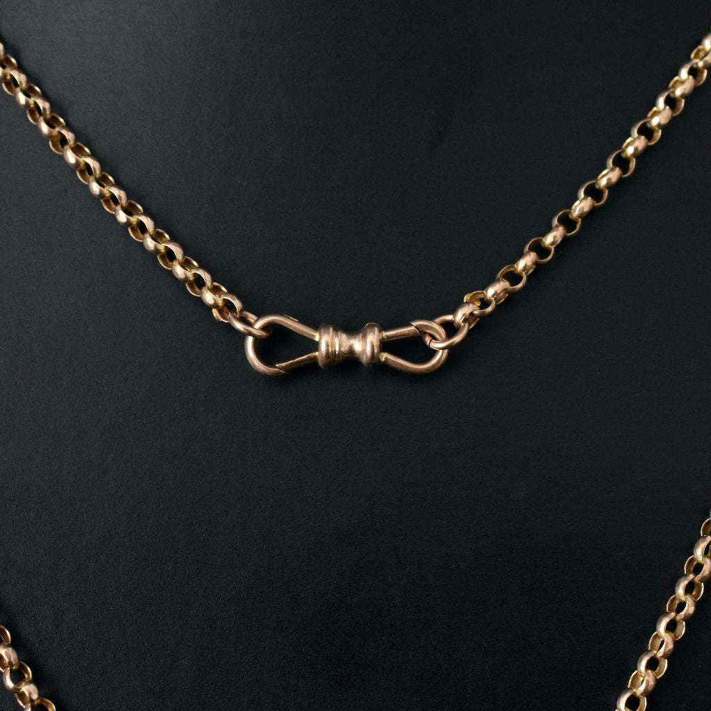 Antique Victorian 9ct Rose Gold Muff / Long / Guard Chain Circa 1900 - 156cm