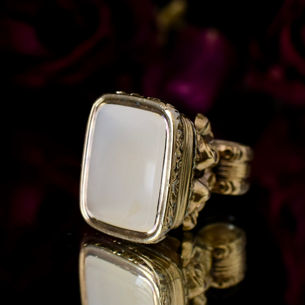 Antique Victorian Gold Cased Large Chalcedony Fob Seal Circa 1850