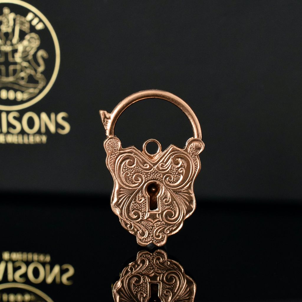 Modern Antique Style 9ct Rose Gold Padlock Clasp