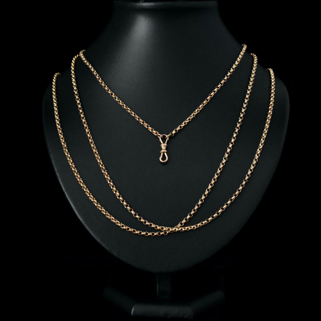Antique Victorian 9ct Rose Gold Muff / Long / Guard Chain Circa 1900 - 156cm