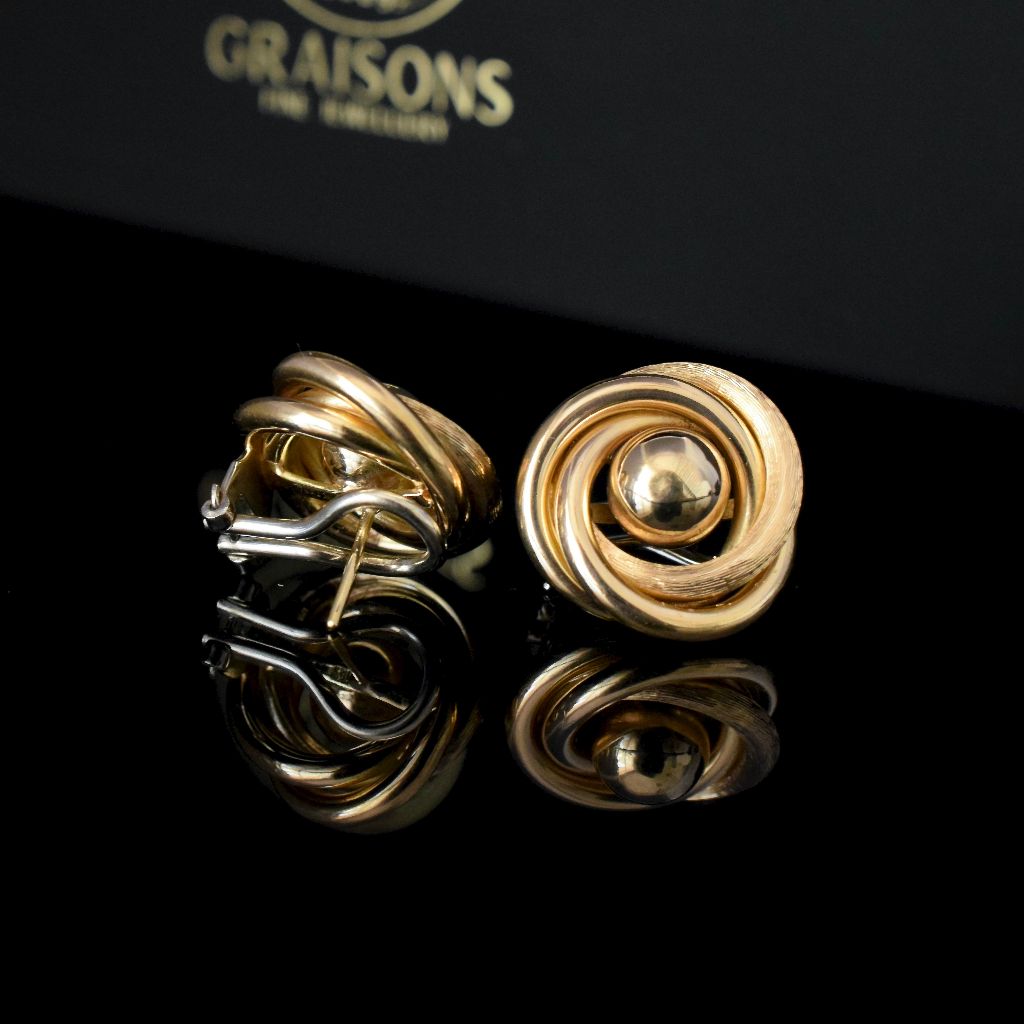 Modern 18ct Yellow Gold Post and Omega Back Earrings 11.67 Grams