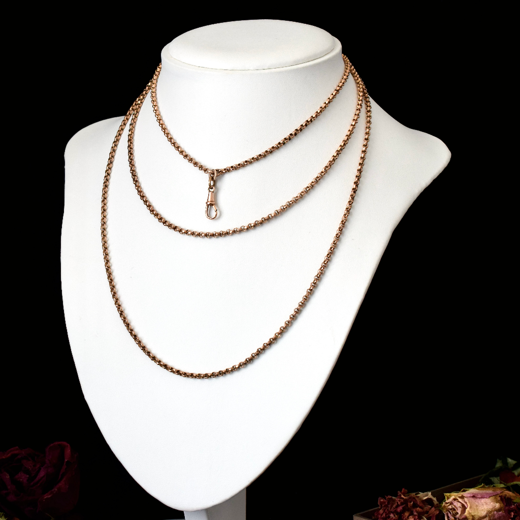 Antique 18ct Rolled Gold Long Guard Chain By Friedrich Speidel Pforzheim Circa 1890