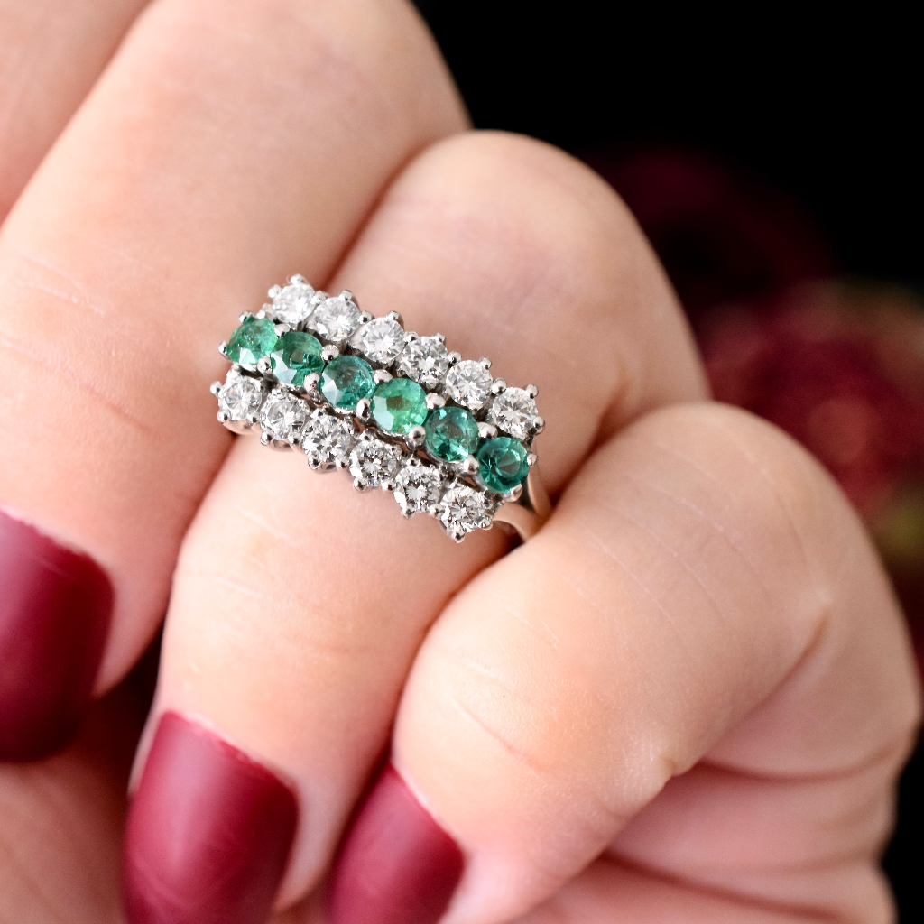Modern 18ct White Gold Emerald And Diamond Ring Independent Valuation Included In Purchase For $4,500 AUD