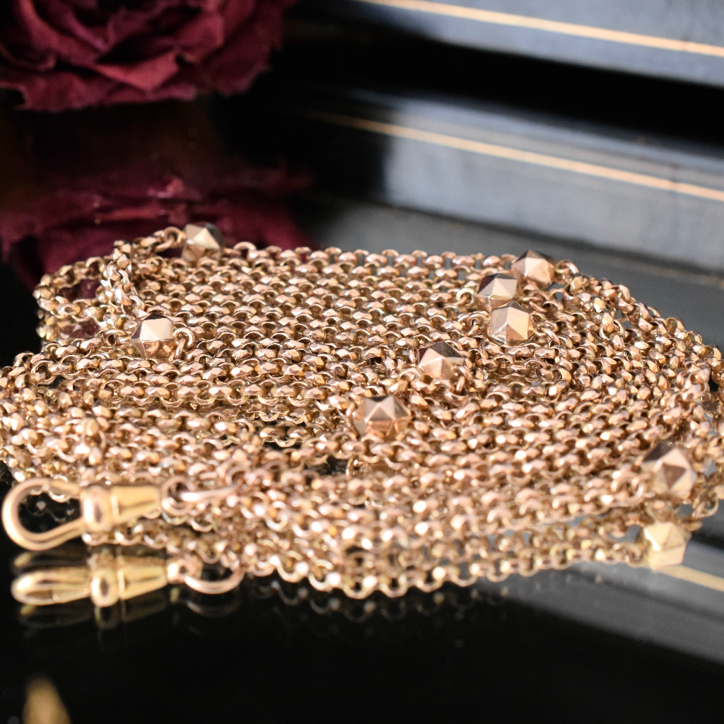 Antique Late Victorian **Rolled Gold** Fancy Long Guard Chain Circa 1900