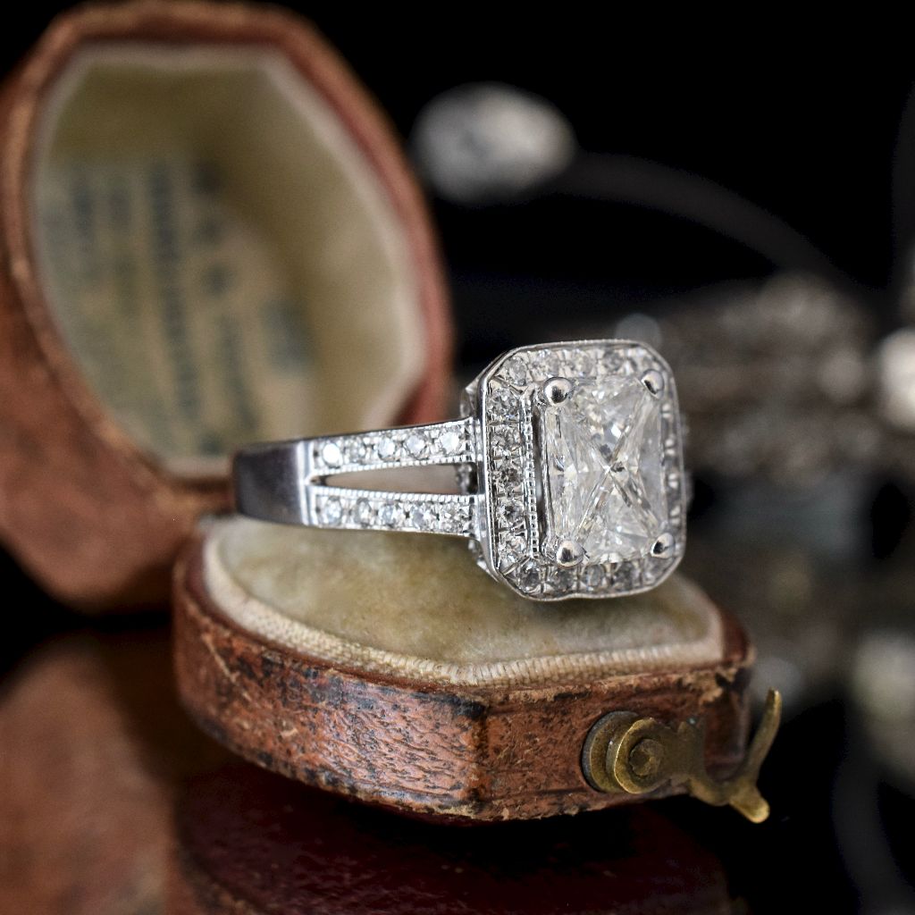Modern 14k White Gold Trillion-Cut Diamond Ring
