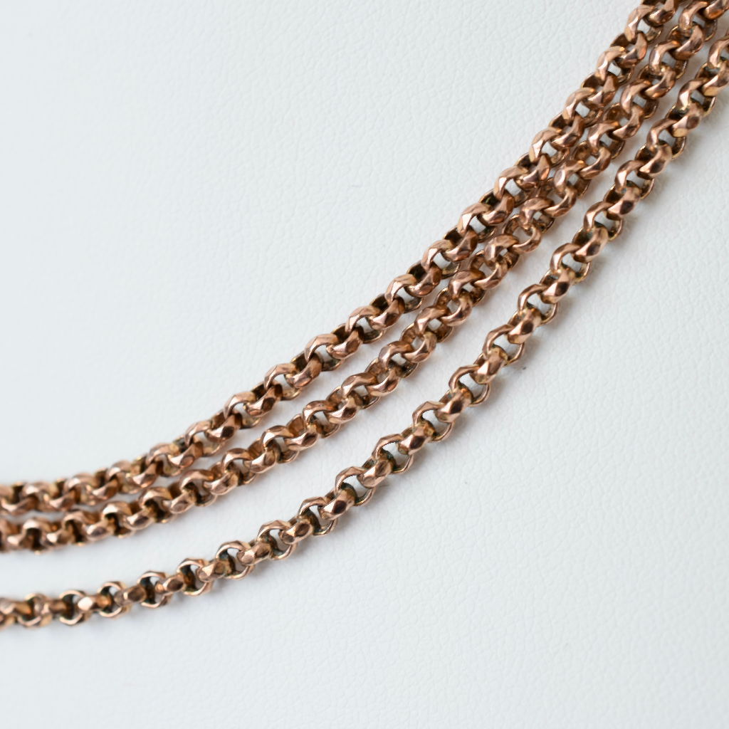 Antique 18ct Rolled Gold Long Guard Chain By Friedrich Speidel Pforzheim Circa 1890