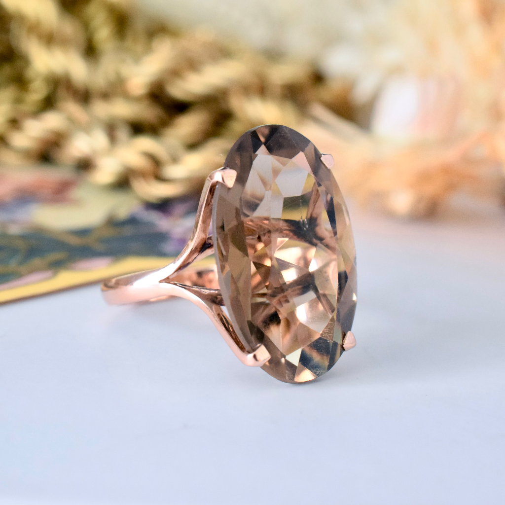 Superb 14ct Pink Gold Smoky Quartz Ring 17cts