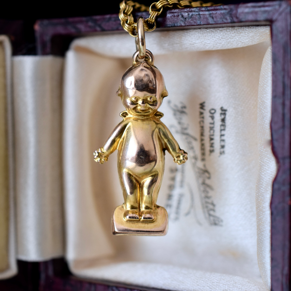 Antique Australian Edwardian 9ct Rose Gold ‘Kewpie’ Charm Pendant Circa 1910