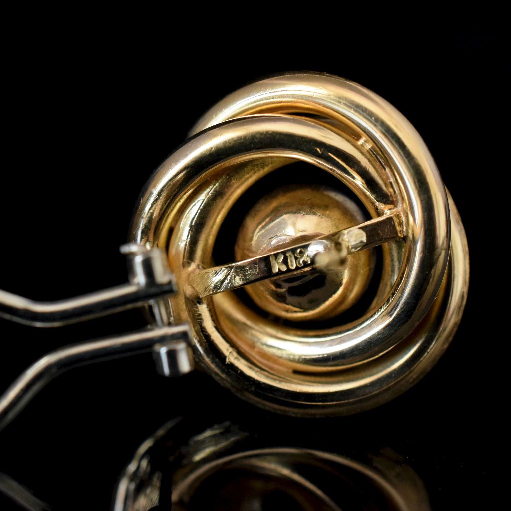 Modern 18ct Yellow Gold Post and Omega Back Earrings 11.67 Grams
