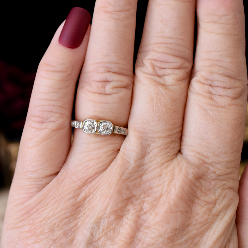 Antique Art Deco 18ct Yellow Gold And Platinum Diamond ‘Toi et Moi’ Ring circa 1935