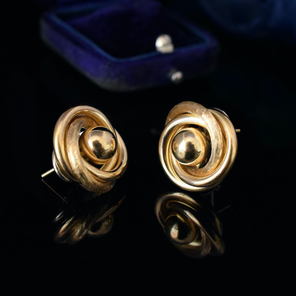 Modern 18ct Yellow Gold Post and Omega Back Earrings 11.67 Grams